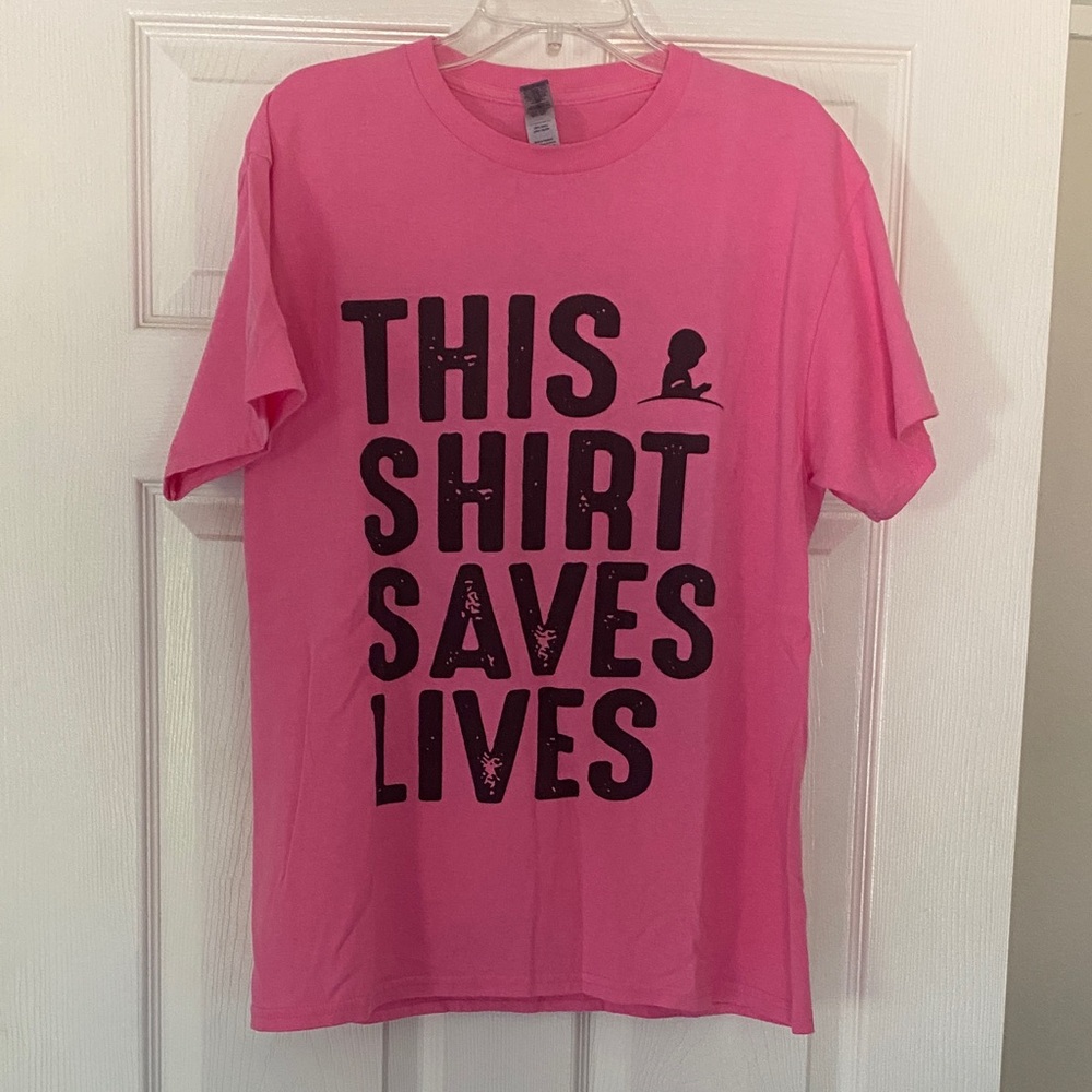 Gildan Pink Graphic Tee - This Shirt Saves Lives